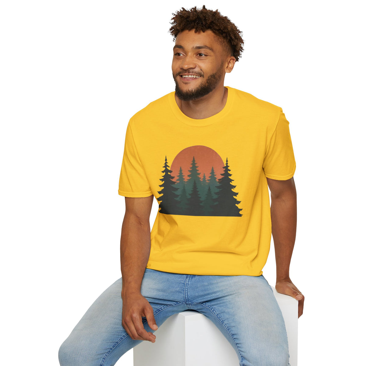 Nature Sunset T-Shirt — Vintage Pine Forest Tee