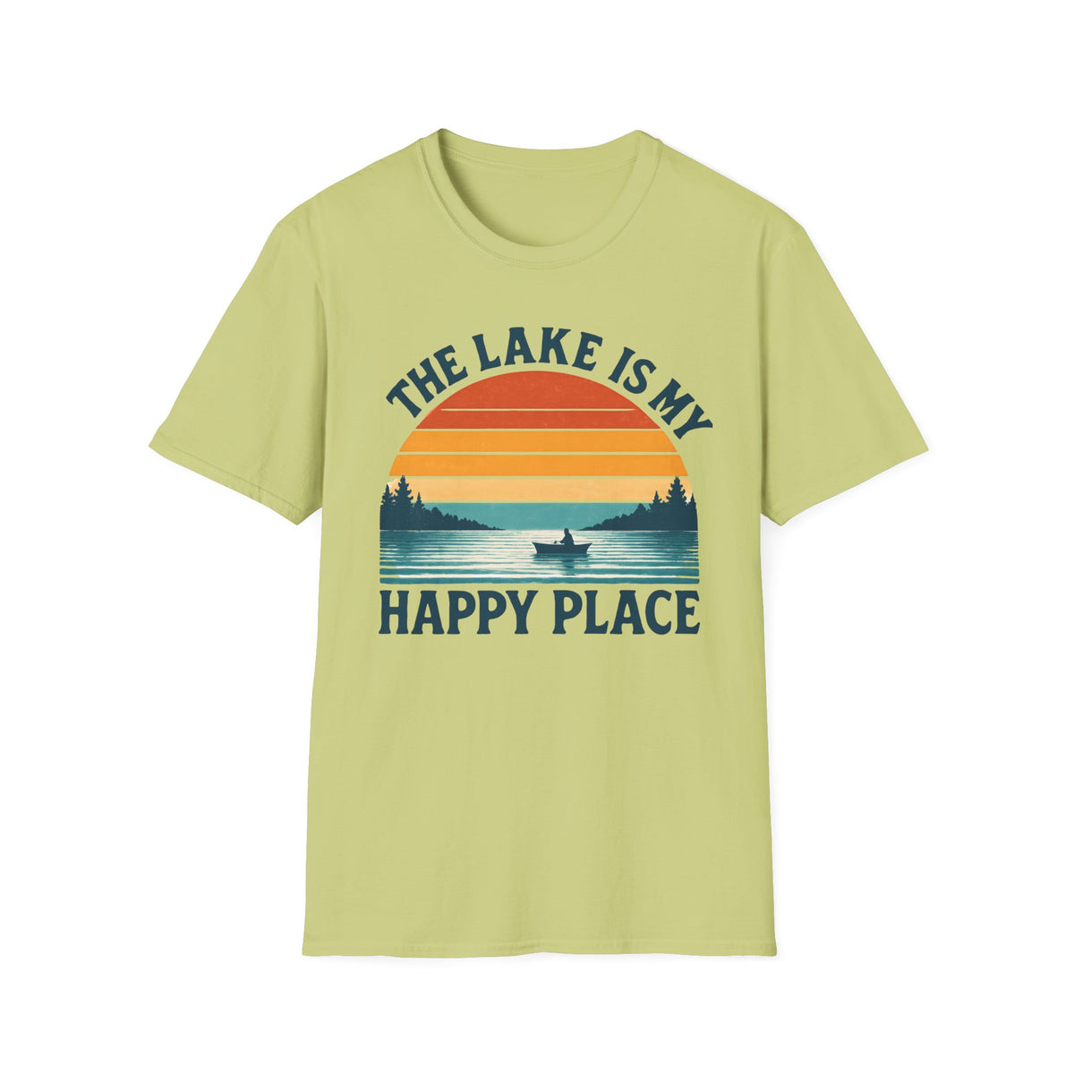 "The Lake Is My Happy Place" Canoe On The Lake At Sunset T-Shirt