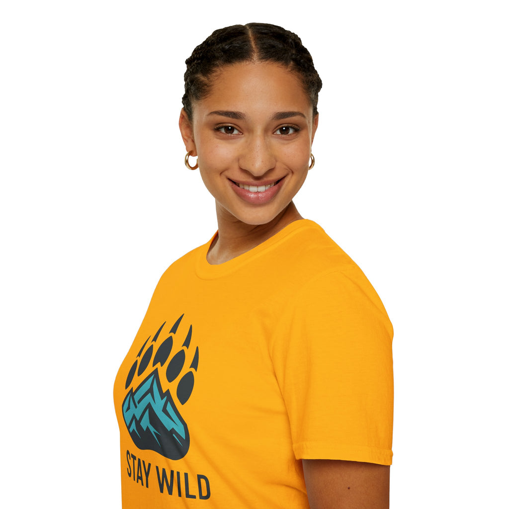"Stay Wild" Bear Footprint Mountain Emblem T-Shirt