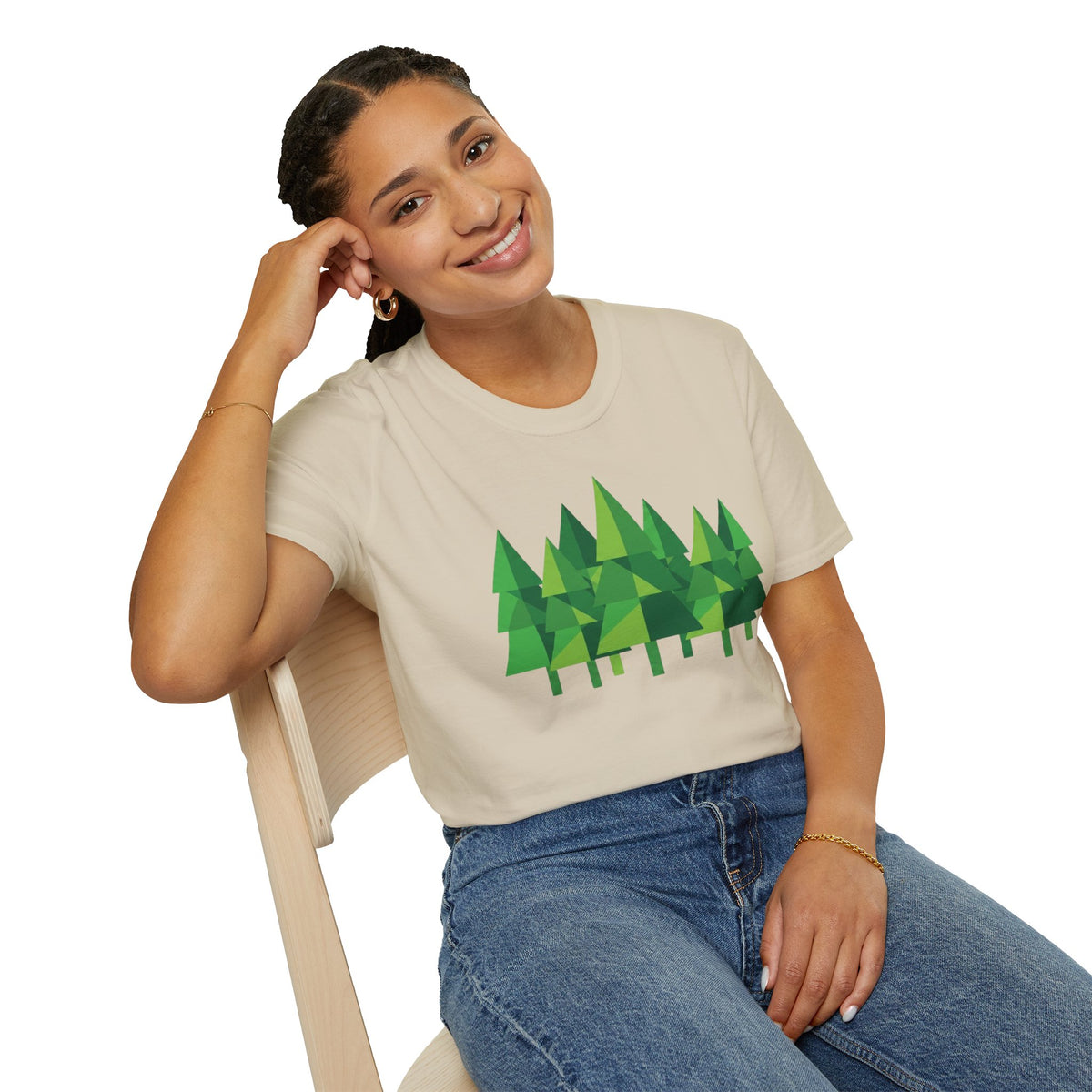 Forest Graphic T-Shirt — Minimal Green Pine Trees Tee