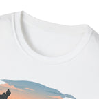 Outdoor T-Shirt — "Seeking Simple Treasures" Sunset Hiker Graphic