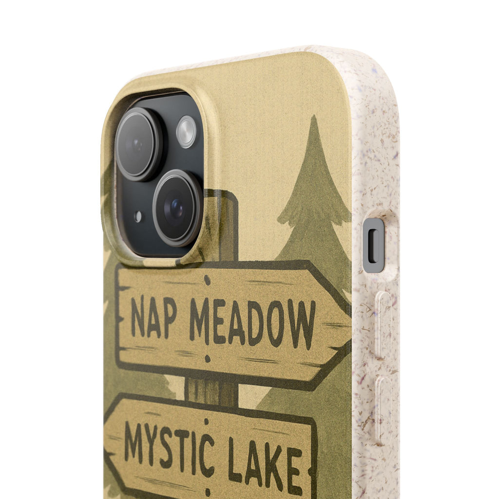 Biodegradable Phone Case — 'Nap Meadow' Mystic Lake Camping Design