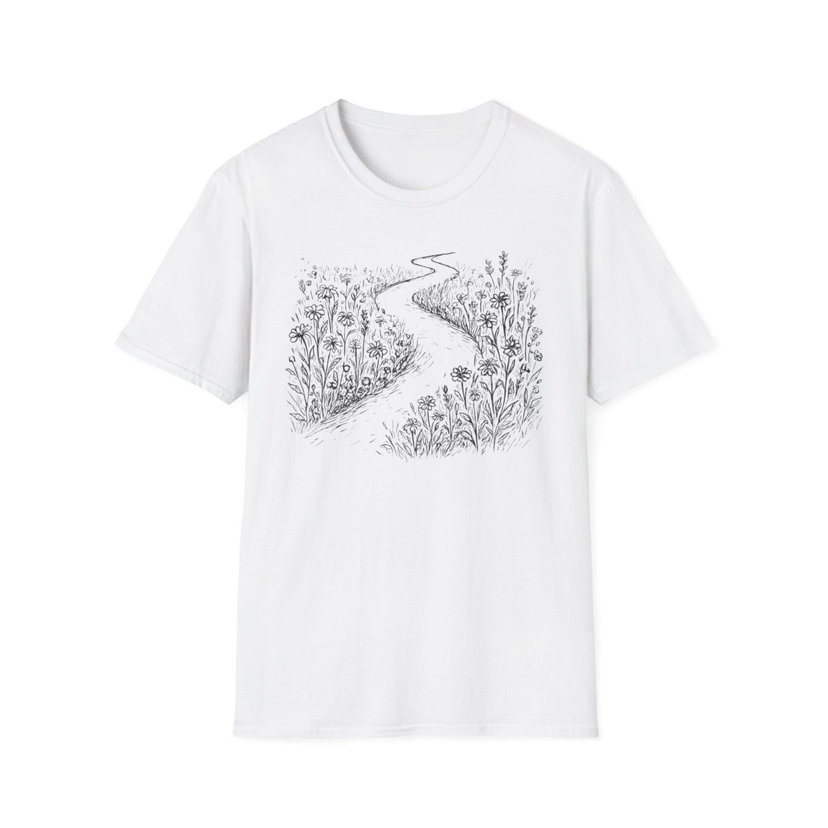 Winding Path Through The Meadow Floral T-Shirt