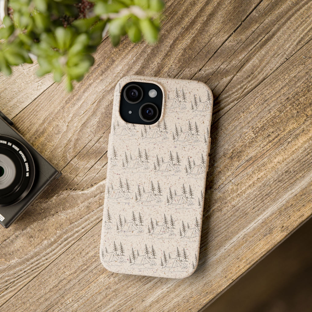 Biodegradable Phone Case — Eco-Friendly Forest Sketch Pattern