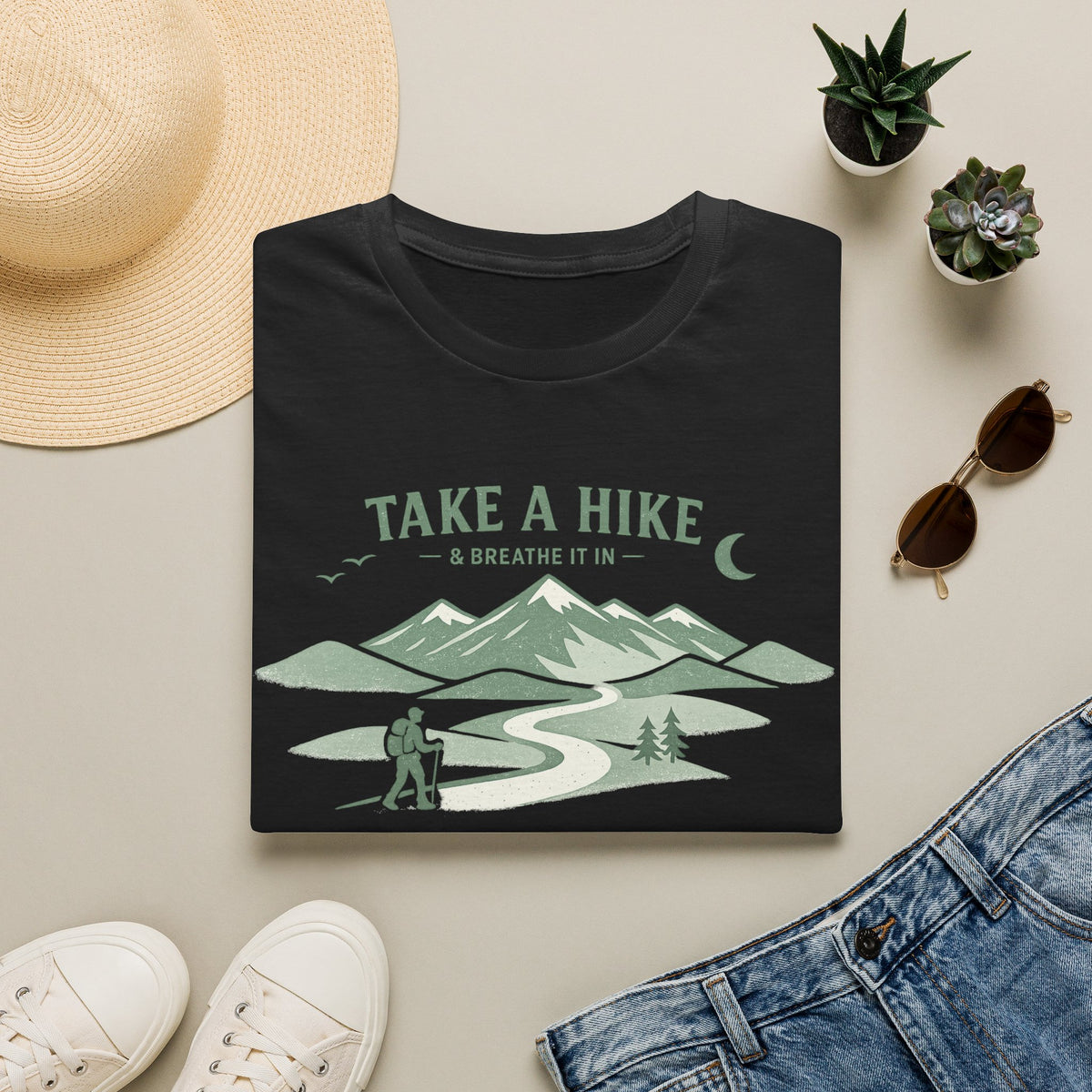 "Take A Hike & Breathe It In" Outdoor Hiking Graphic Tee