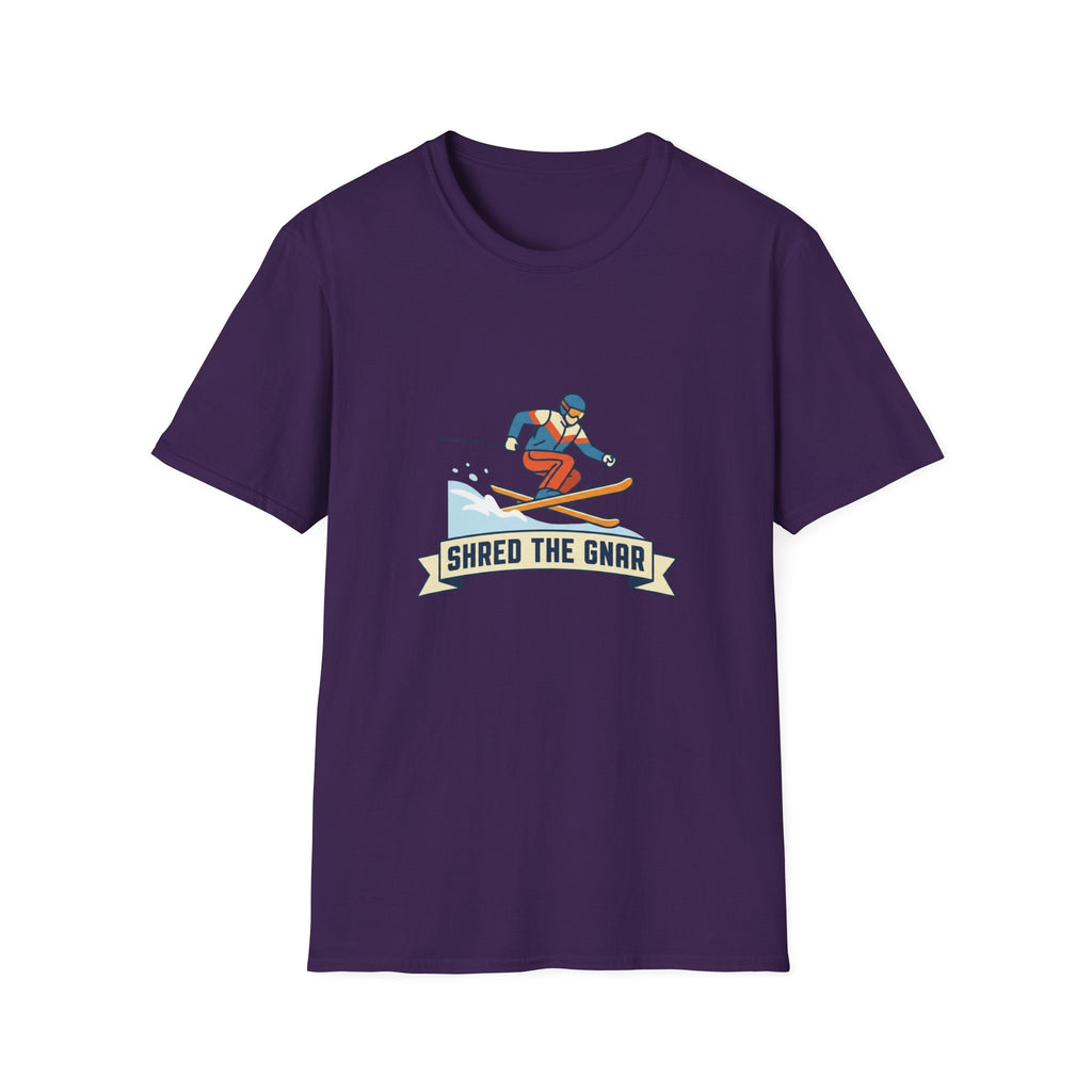 Shred the Gnar Skier T-Shirt | Retro Skiing Graphic