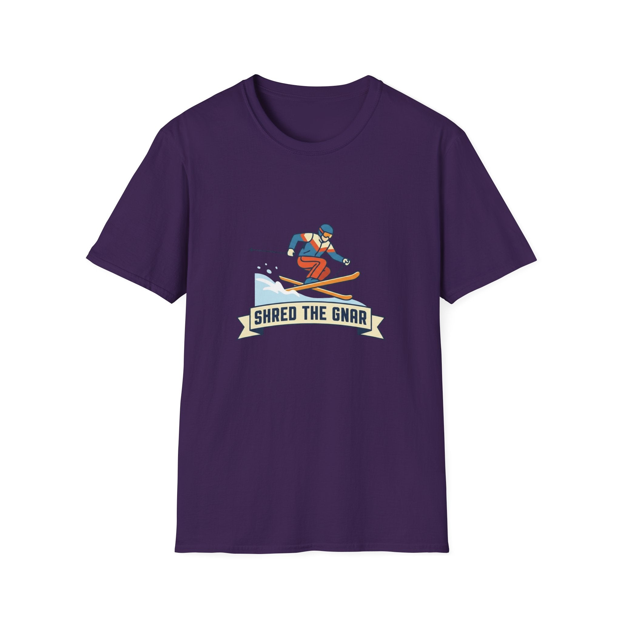 Shred the Gnar Skier T-Shirt | Retro Skiing Graphic