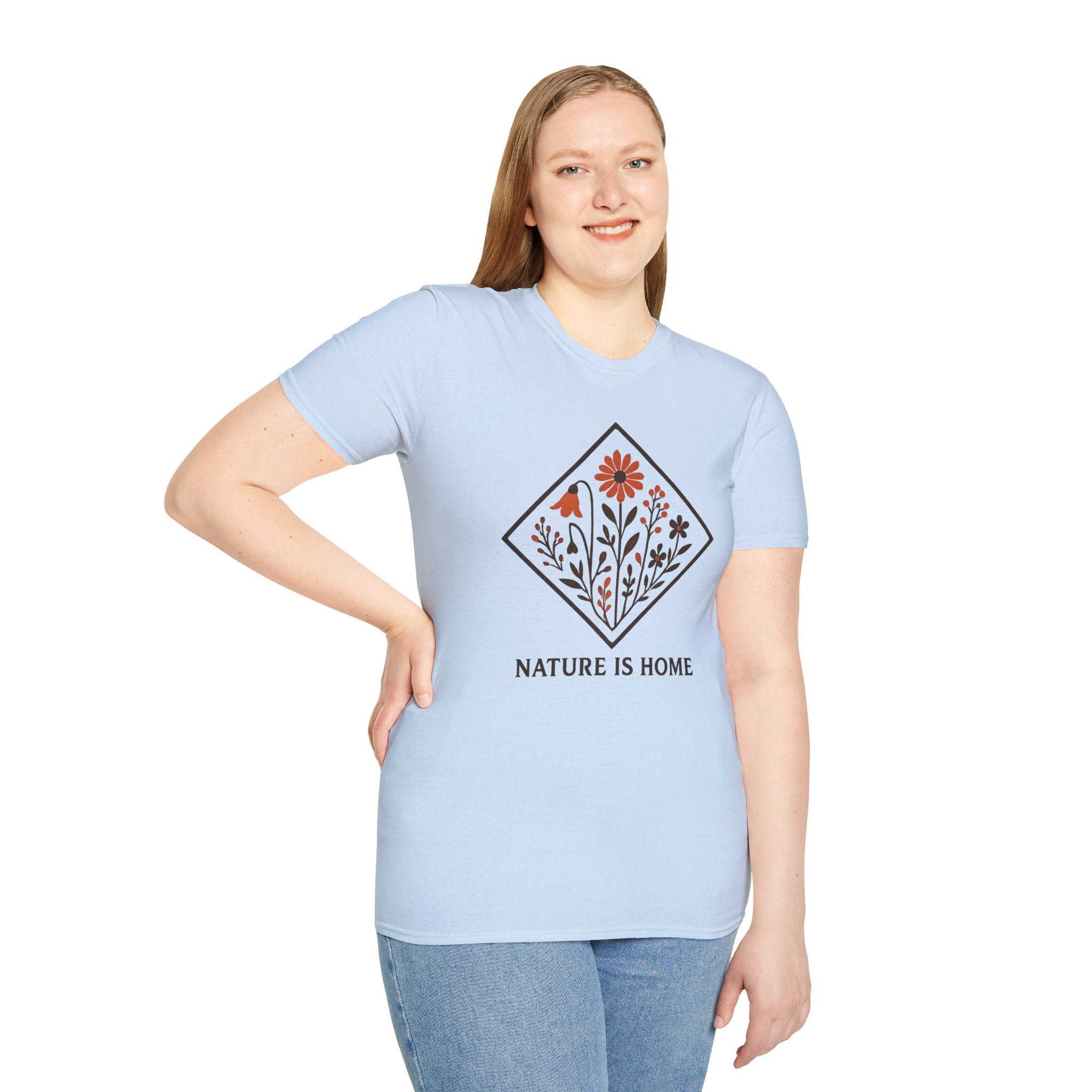 Floral Motif "Nature Is Home" T-Shirt