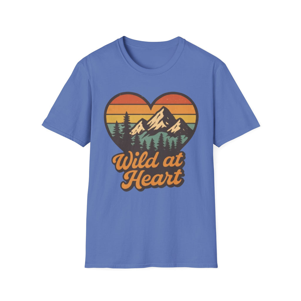 "Wild at Heart" Mountain Heart Retro Sunset Nature Tee Shirt