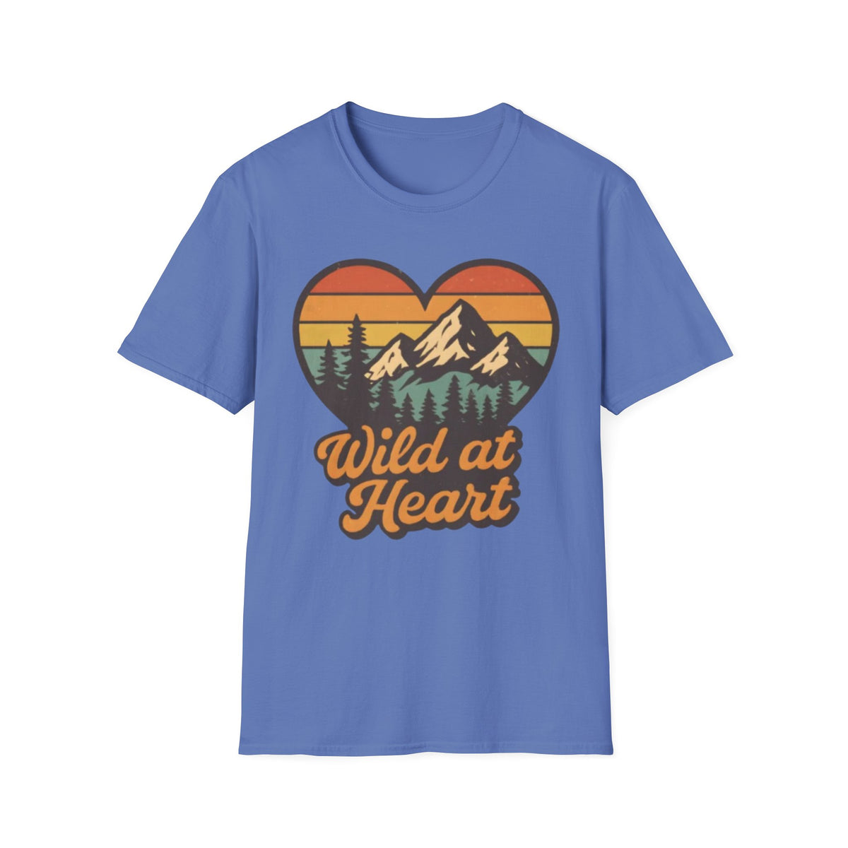 "Wild at Heart" Mountain Heart Retro Sunset Nature Tee Shirt