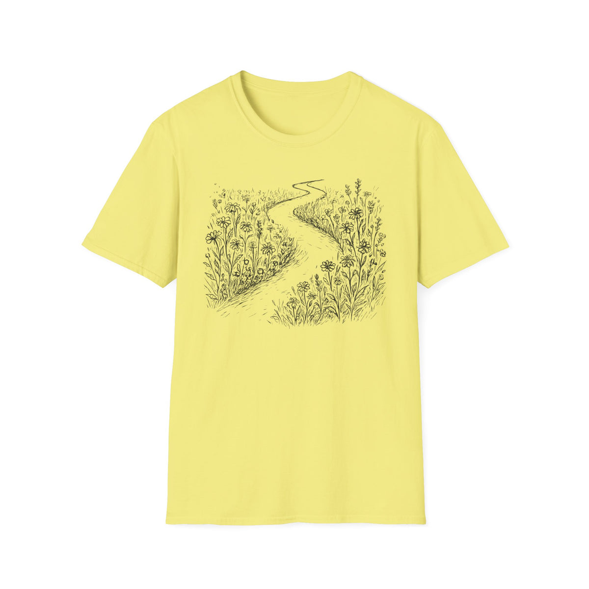 Winding Path Through The Meadow Floral T-Shirt