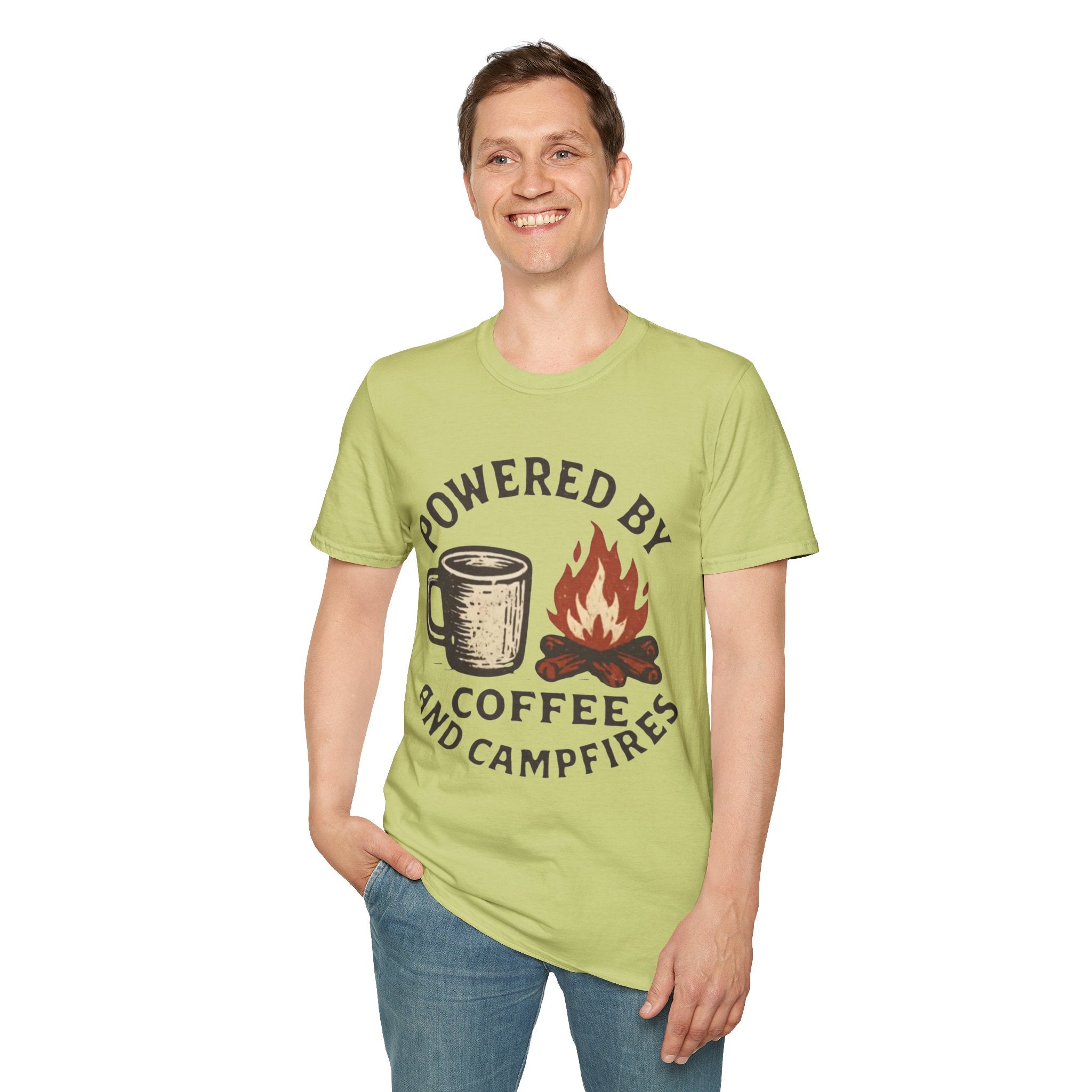 Powered By Coffee And Campfires Vintage Camping T-Shirt