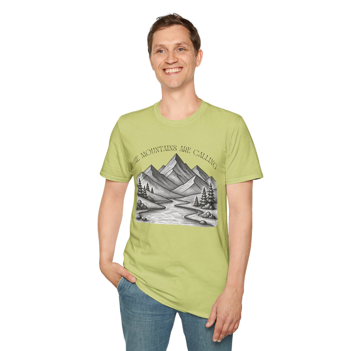 “The Mountains Are Calling” Scenic Outdoor Tee Shirt Mountain Graphic T-Shirt