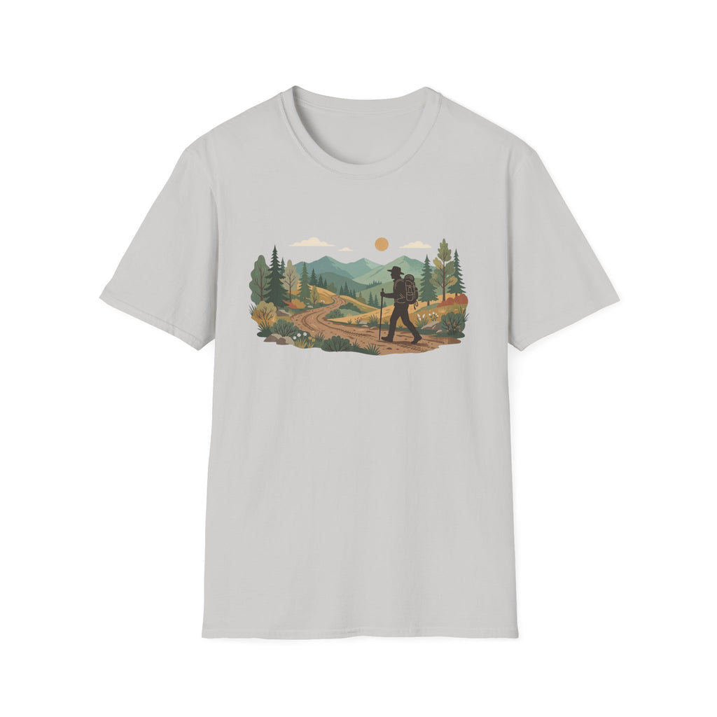 Hiker Mountain Sunset T-Shirt — Scenic Trail Adventure Tee