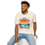 "The Lake Is My Happy Place" Canoe On The Lake At Sunset T-Shirt