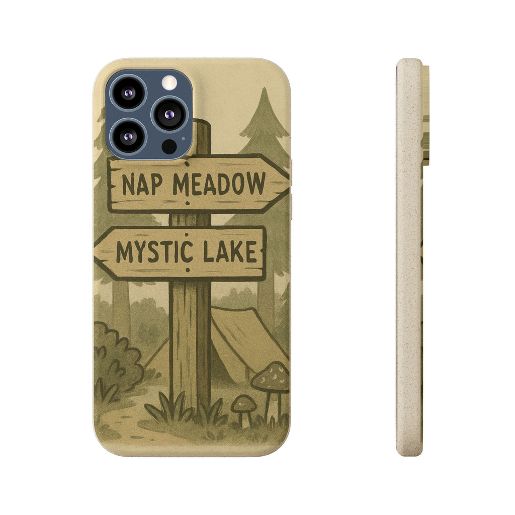 Biodegradable Phone Case — 'Nap Meadow' Mystic Lake Camping Design
