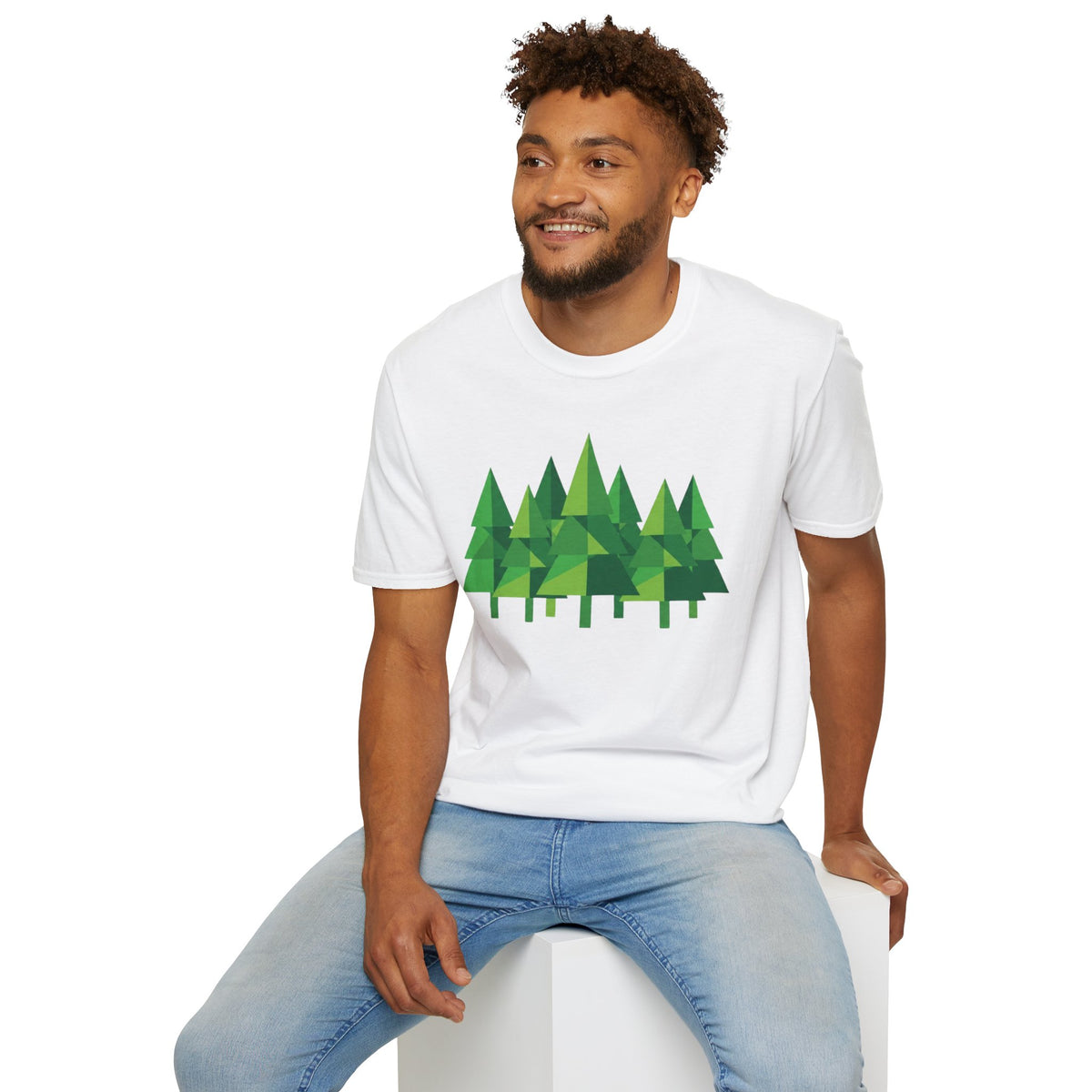 Forest Graphic T-Shirt — Minimal Green Pine Trees Tee