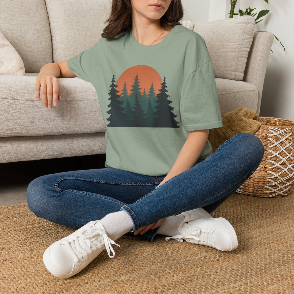 Nature Sunset T-Shirt — Vintage Pine Forest Tee