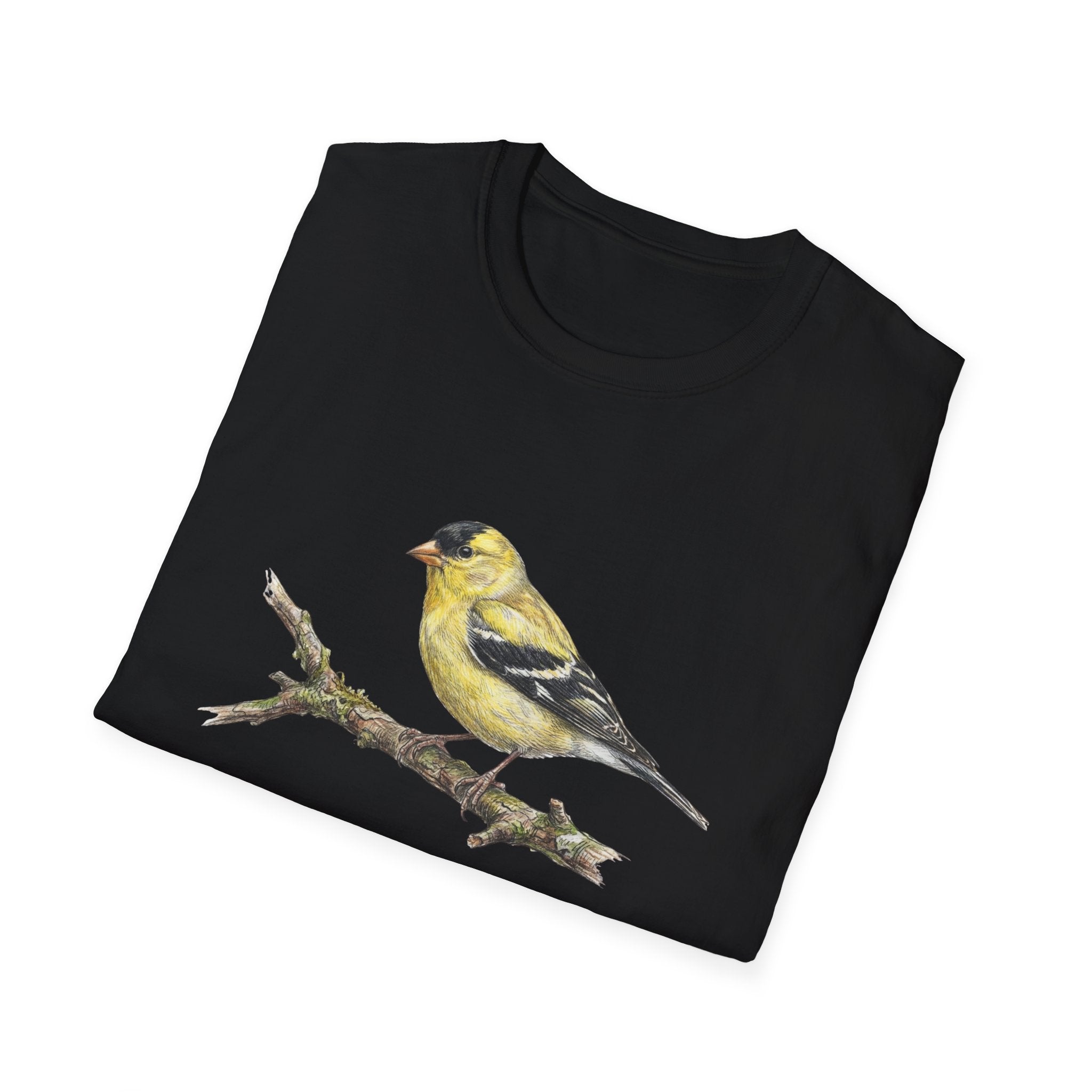 Goldfinch Bird T-Shirt – Vintage Watercolor Songbird Tee