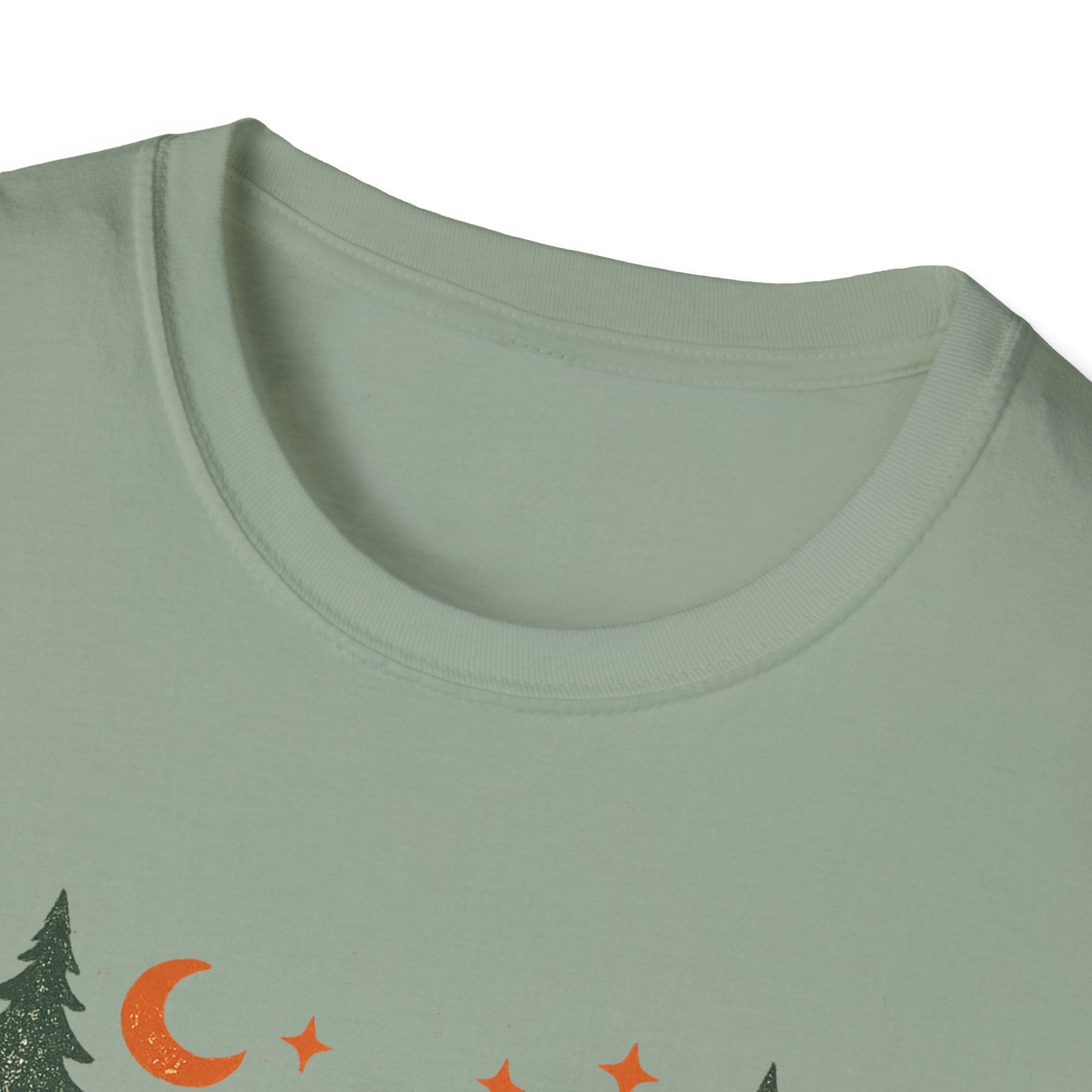 Campfires & Good Times T-Shirt — Retro Camping Tee with Bonfire, Trees & Coffee Mug