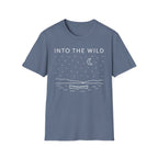 Into The Wild Canoe T-Shirt - Minimal Night Sky Lake Camping Tee