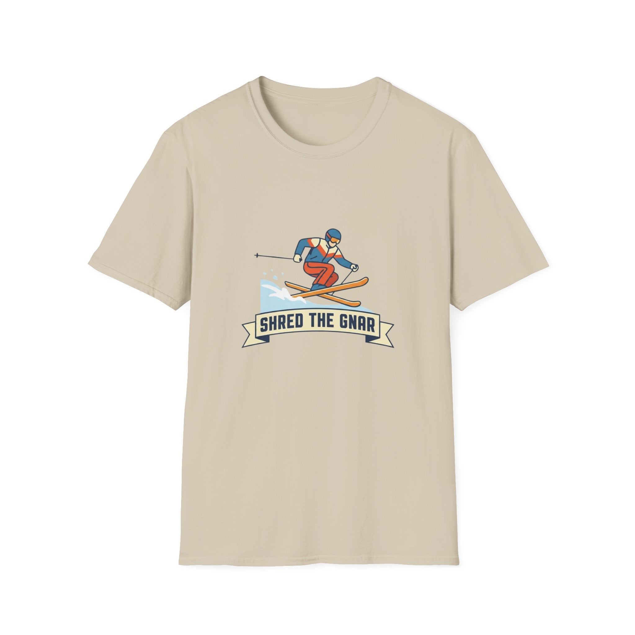 Shred the Gnar Skier T-Shirt | Retro Skiing Graphic