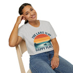 "The Lake Is My Happy Place" Canoe On The Lake At Sunset T-Shirt