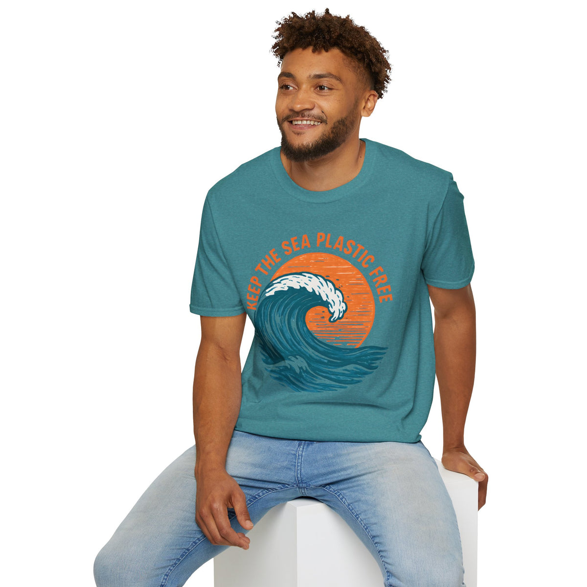 "Keep the Sea Plastic Free" Ocean Conservation Wave Tee Shirt