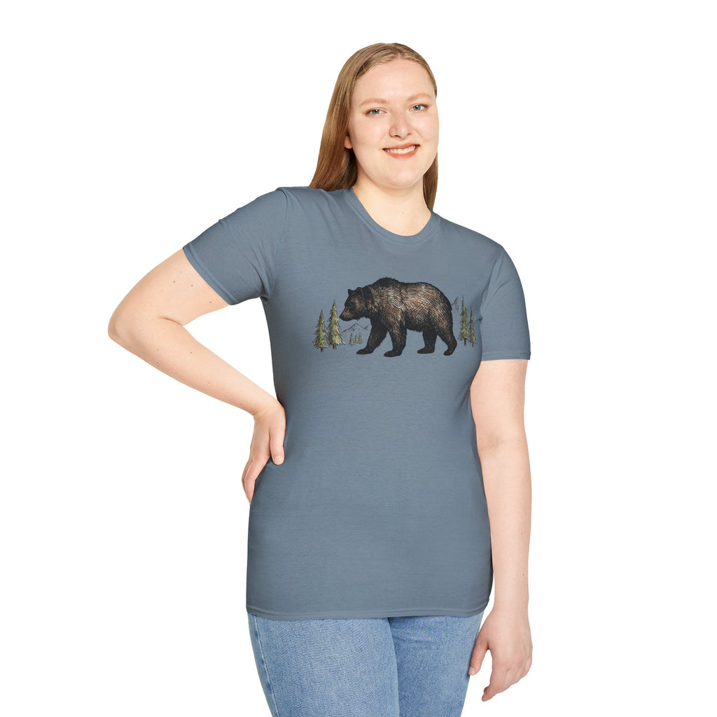 Bear & Forest T‑Shirt - Rustic Woodland Graphic Tee