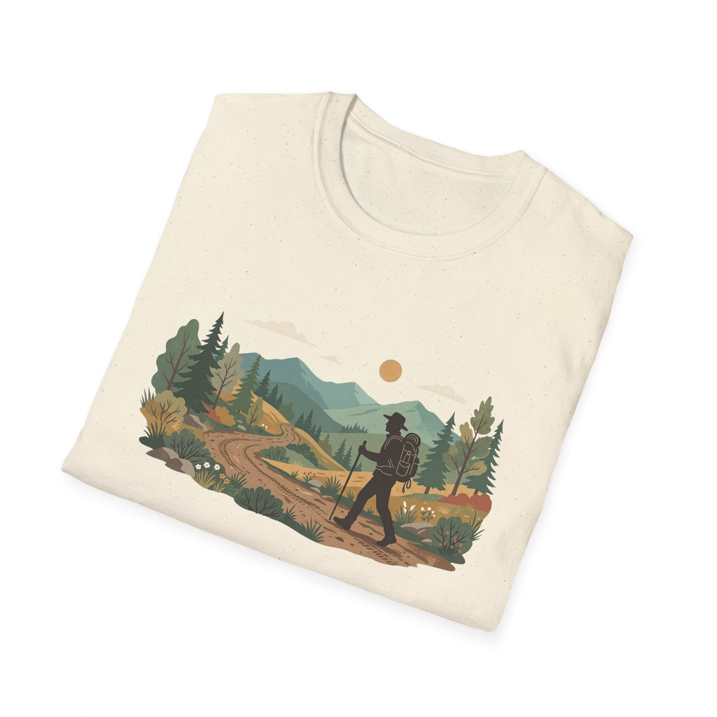 Hiker Mountain Sunset T-Shirt — Scenic Trail Adventure Tee