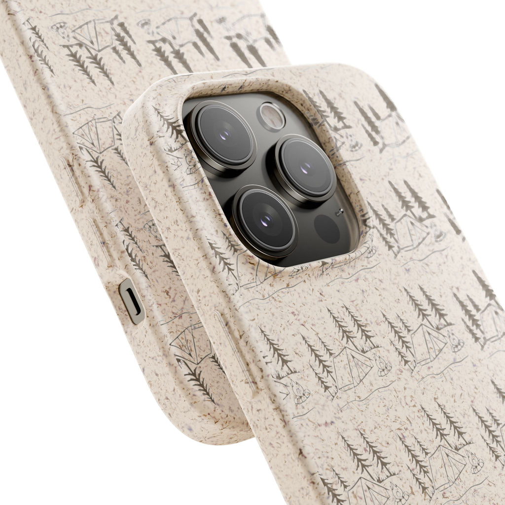 Biodegradable Phone Case — Eco-Friendly Forest Sketch Pattern