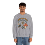"Live For The Little Things" Bee, Daisy & Mushroom Retro Nature Design Crewneck Sweatshirt