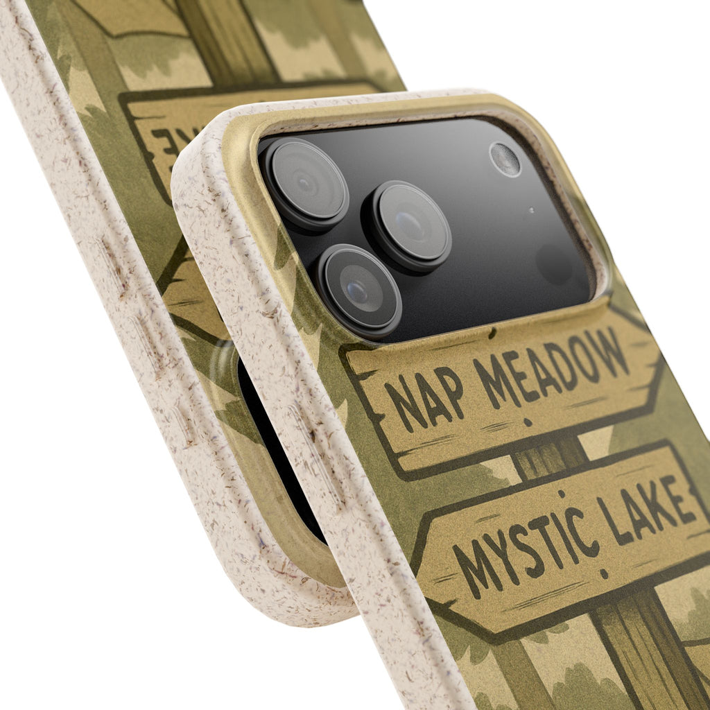 Biodegradable Phone Case — 'Nap Meadow' Mystic Lake Camping Design