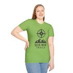 "Seek New Trails" Compass Over Mountains T-Shirt