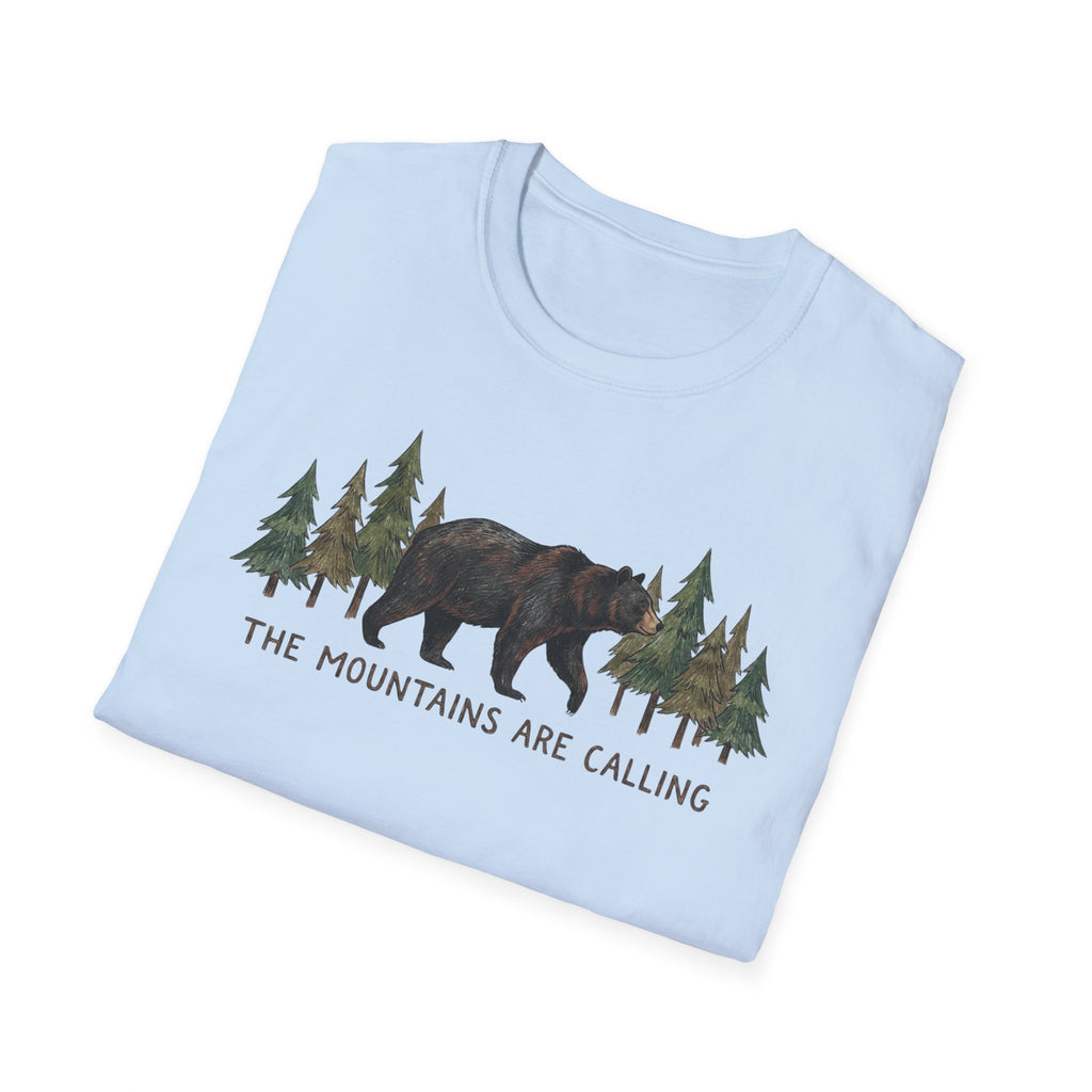 "The Mountains Are Calling" Bear and Pines T-Shirt — Outdoor Graphic Tee