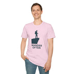 "Wander Often" Hiker on Cliff T-Shirt