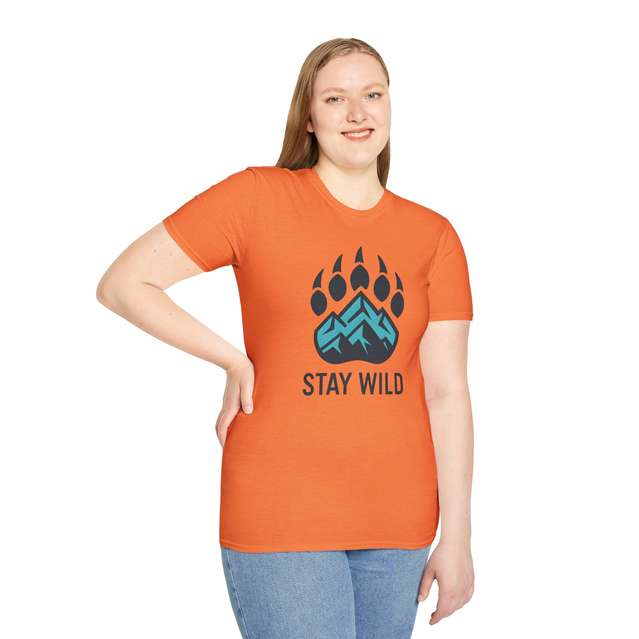 "Stay Wild" Bear Footprint Mountain Emblem T-Shirt