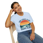 "The Lake Is My Happy Place" Canoe On The Lake At Sunset T-Shirt