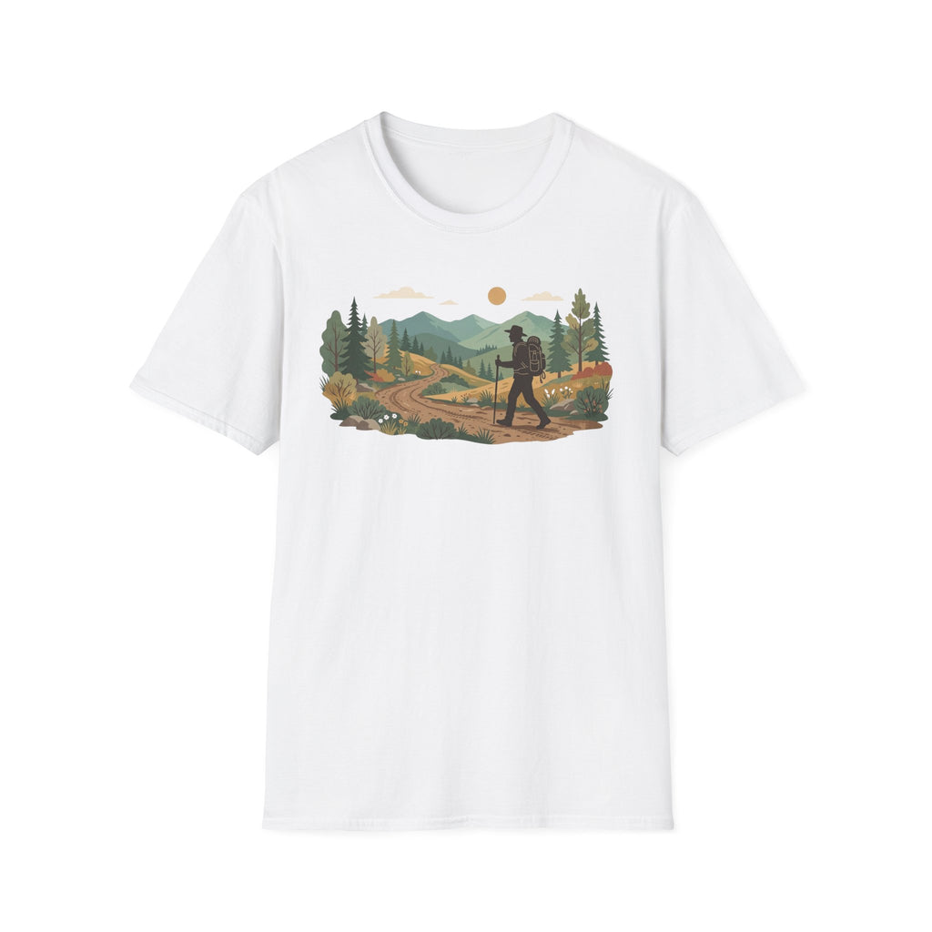 Hiker Mountain Sunset T-Shirt — Scenic Trail Adventure Tee