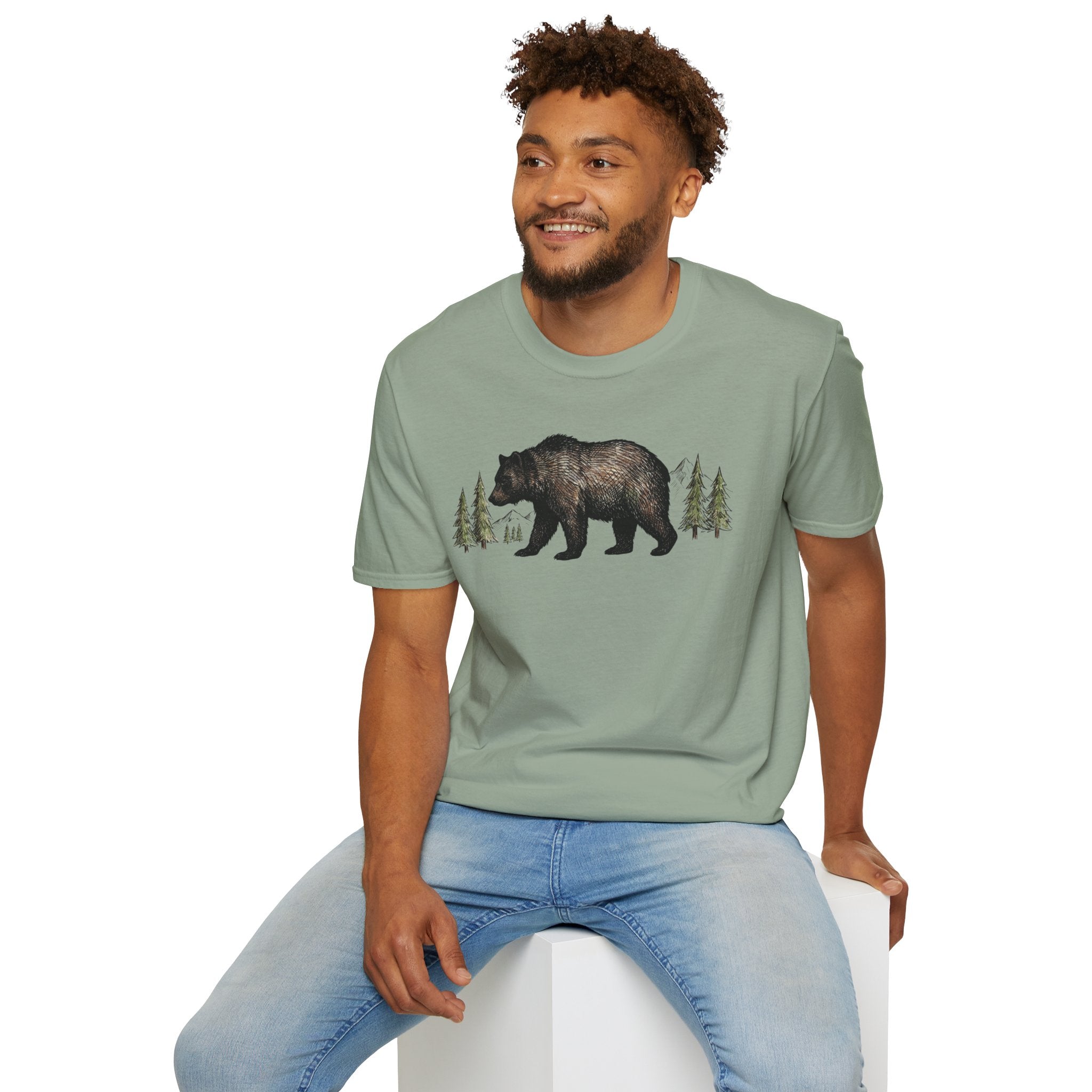 Bear & Forest T‑Shirt - Rustic Woodland Graphic Tee