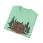 Vintage Cozy Cabin T-Shirt — Faded Pine Tree Cabin Tee