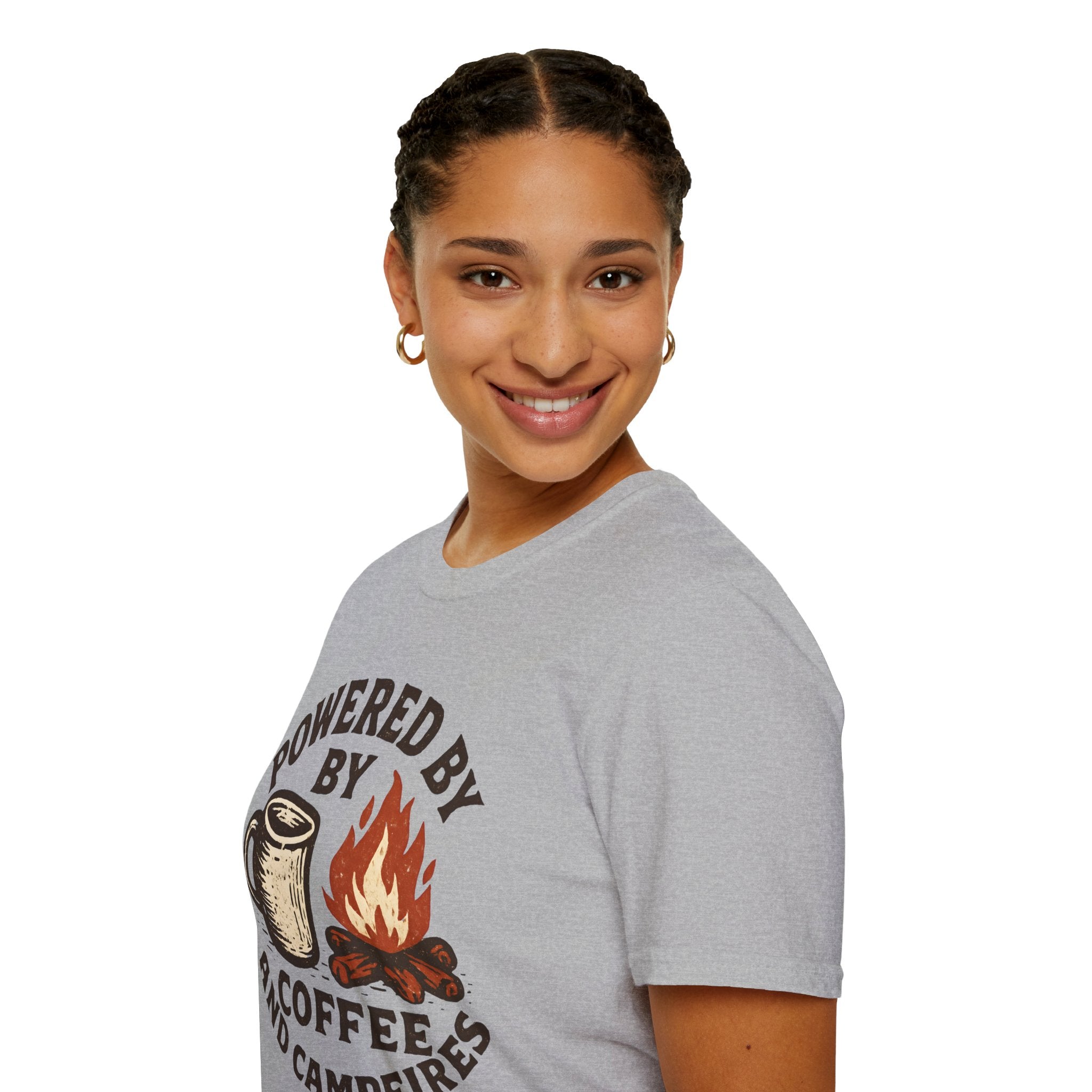 Powered By Coffee And Campfires Vintage Camping T-Shirt