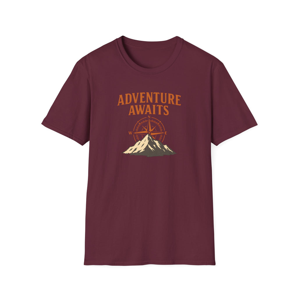 "Adventure Awaits" Compass & Mountain T-Shirt