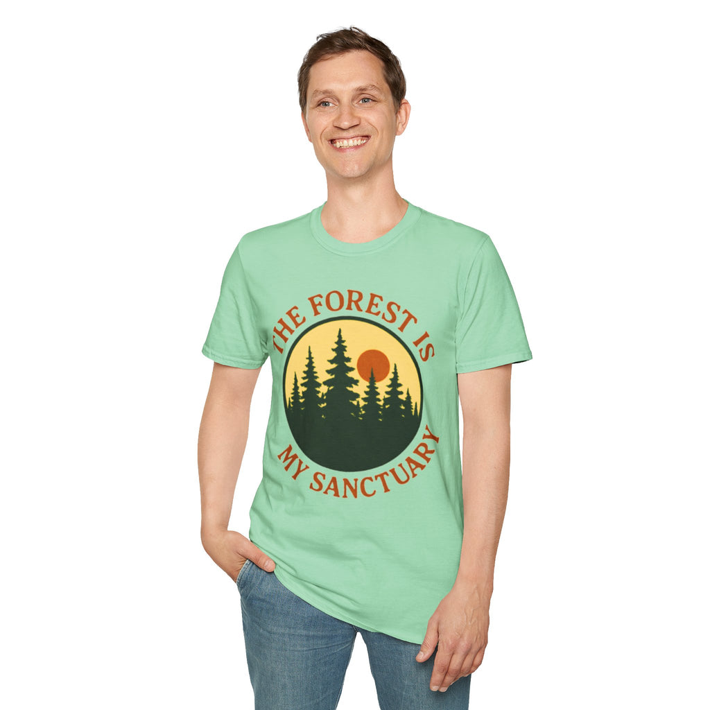 "The Forest Is My Sanctuary" Pines Sunset Graphic Tee Shirt