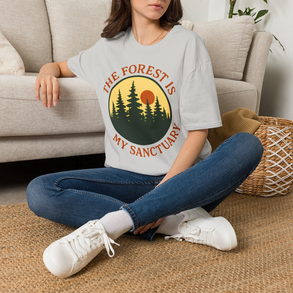 "The Forest Is My Sanctuary" Pines Sunset Graphic Tee Shirt