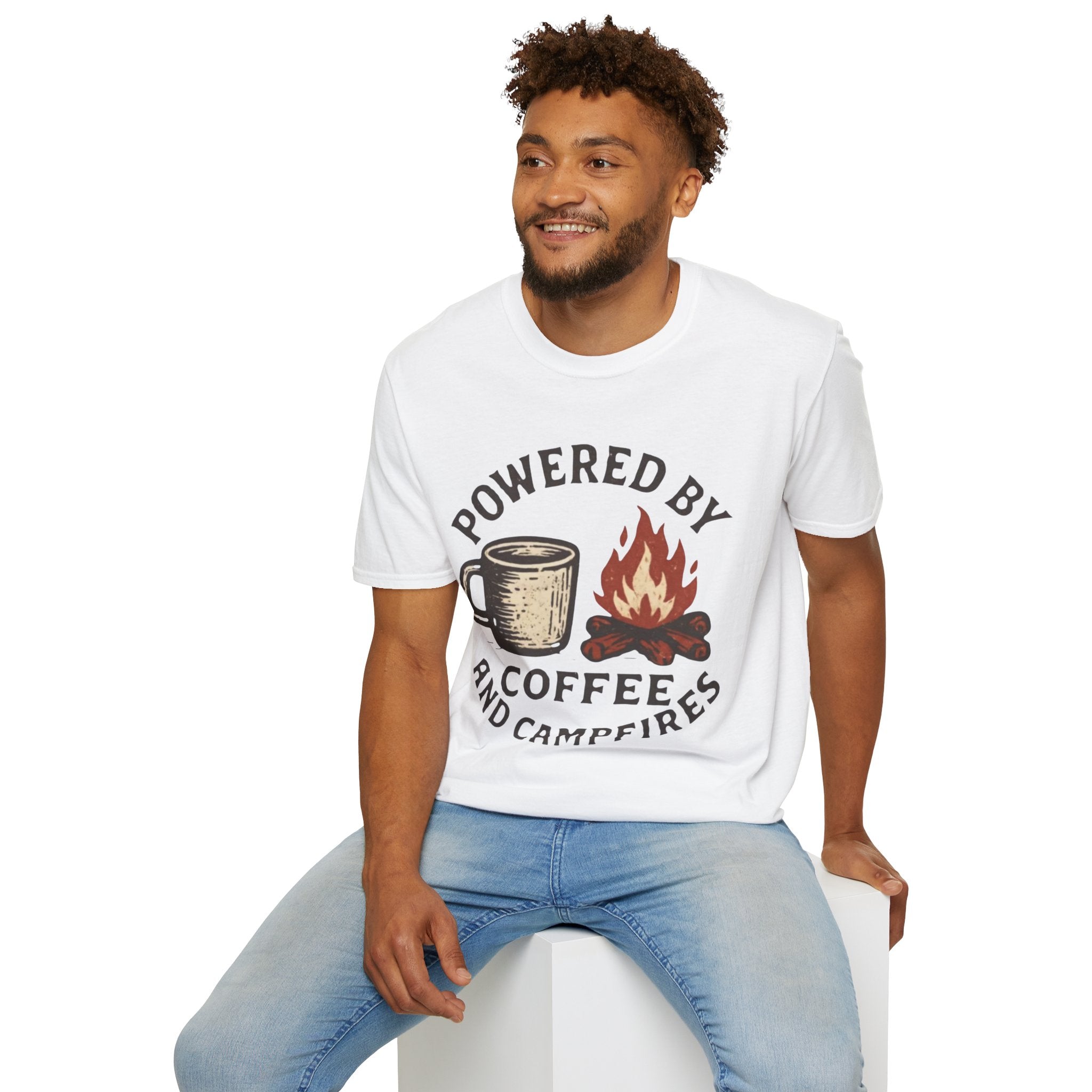Powered By Coffee And Campfires Vintage Camping T-Shirt