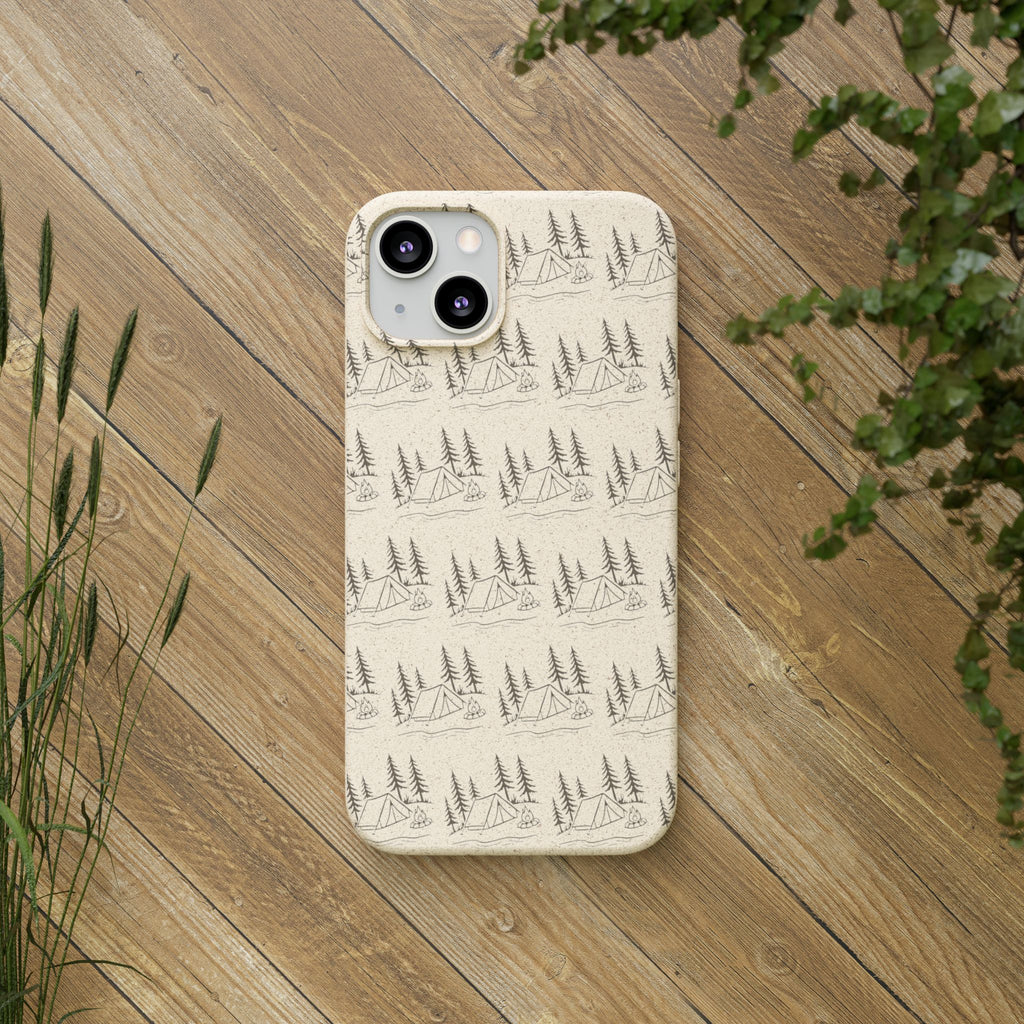 Biodegradable Phone Case — Eco-Friendly Forest Sketch Pattern