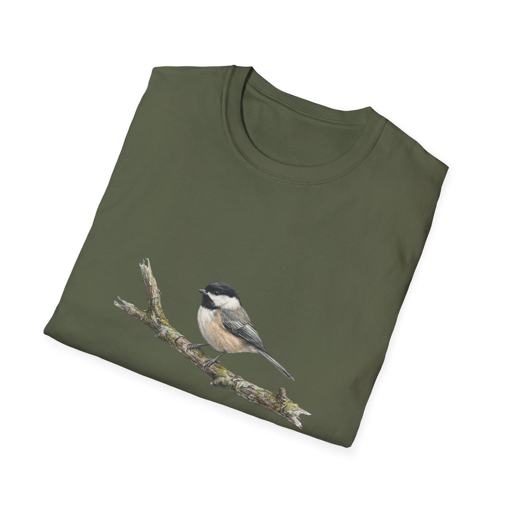 Chickadee Bird Tee — Watercolor Songbird T‑Shirt