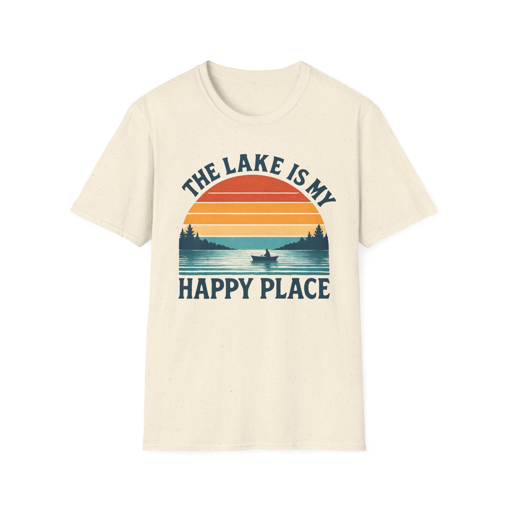 "The Lake Is My Happy Place" Canoe On The Lake At Sunset T-Shirt