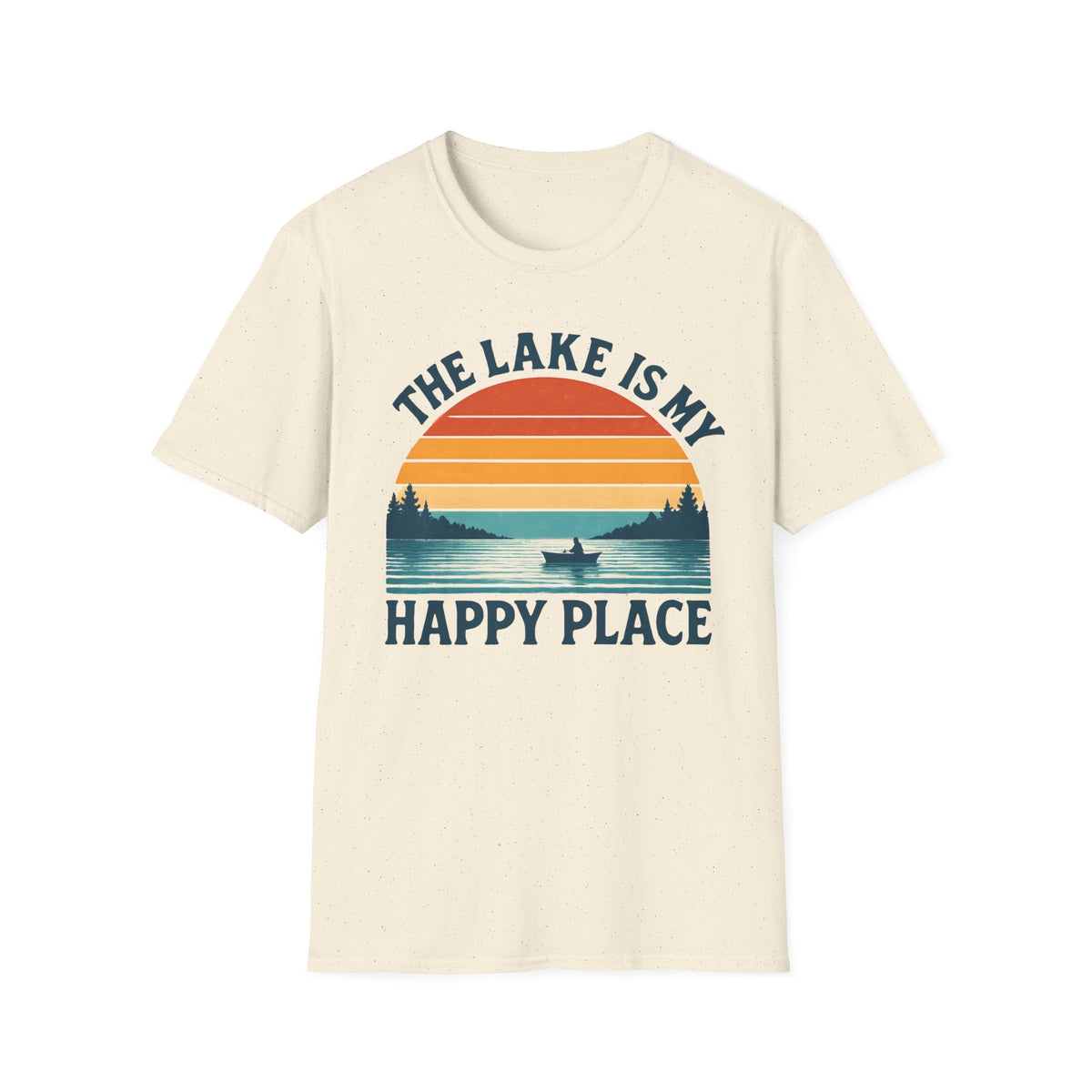 "The Lake Is My Happy Place" Canoe On The Lake At Sunset T-Shirt